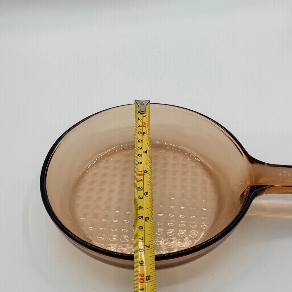 Vision Corning France 7 Inch Amber Glass Skillet V-7-B Waffle Bottom Vintage Pan